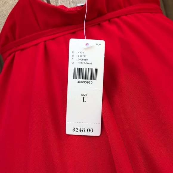 Anthropologie Yumi Kim Womens Red Wrap Midi Dress Ruffle Crepe Large - Picture 15 of 16